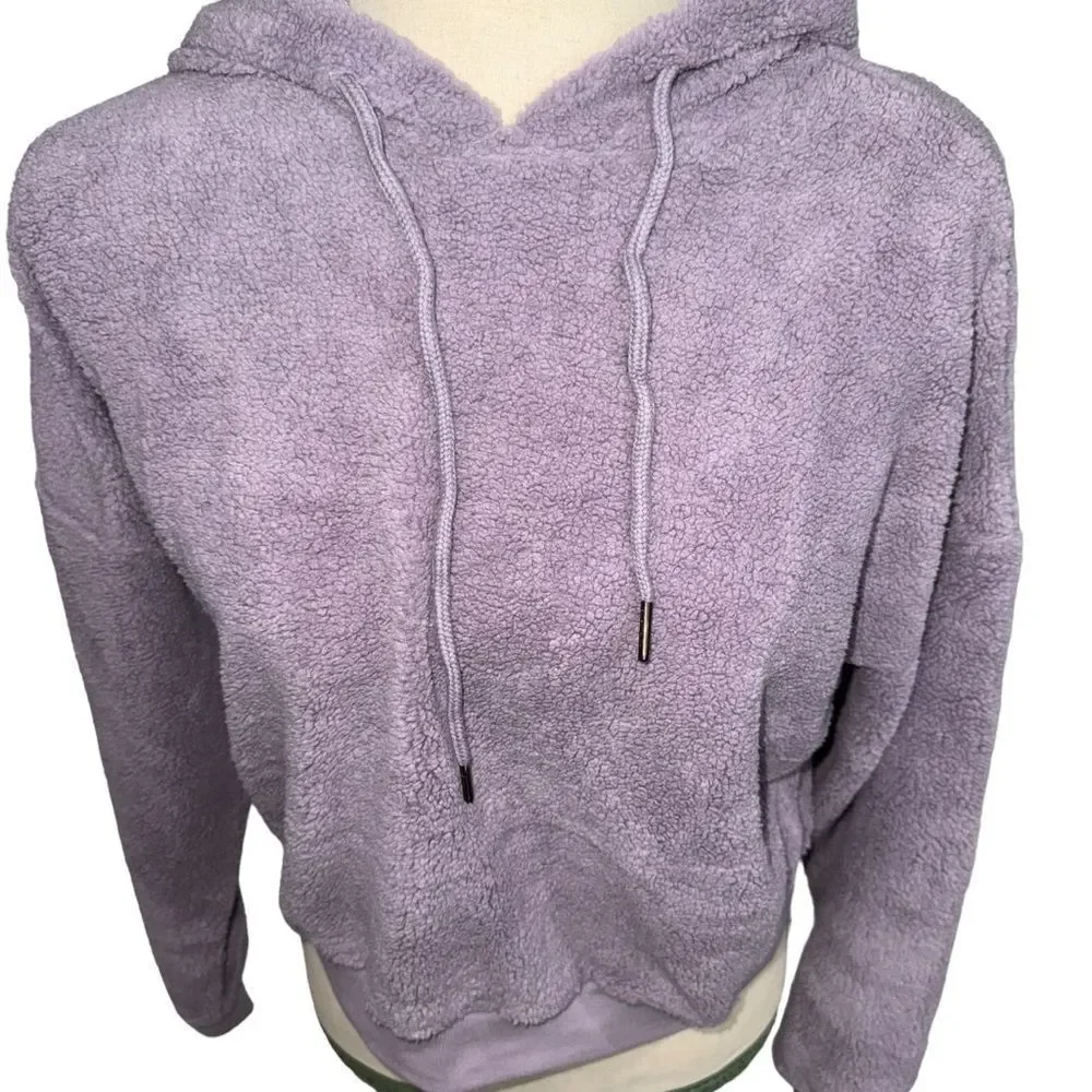 NWT Adore me Solid Purple Lounge cropped hoodie size L long sleeve drawstring